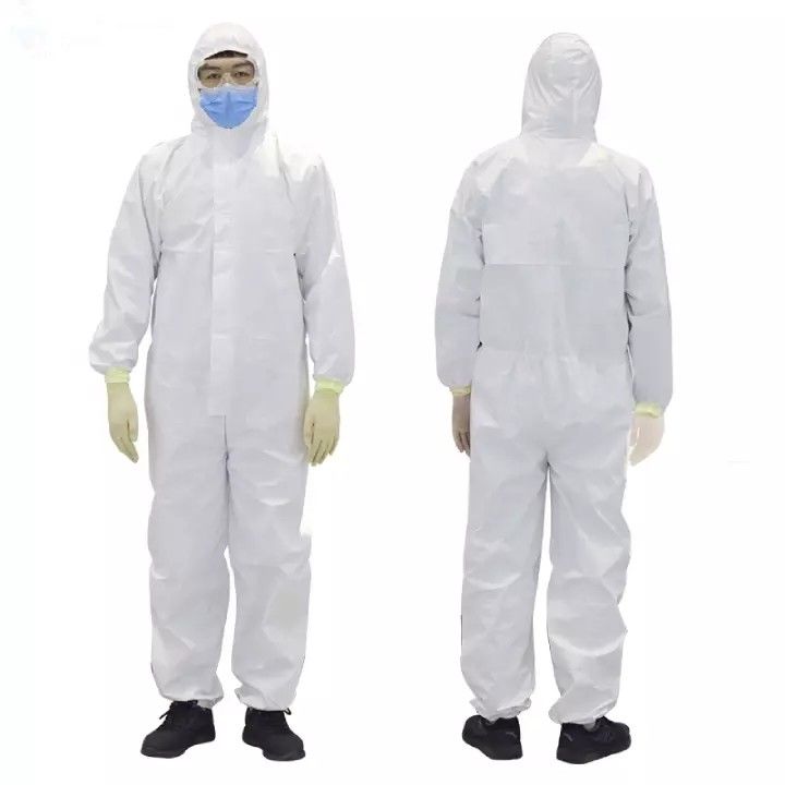 フード、白く使い捨て可能なオーバーオールが付いている帯電防止医学のつなぎ服のスーツ サプライヤー